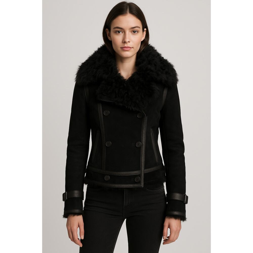 Burberry Suede Faux Fur Lined Jacket